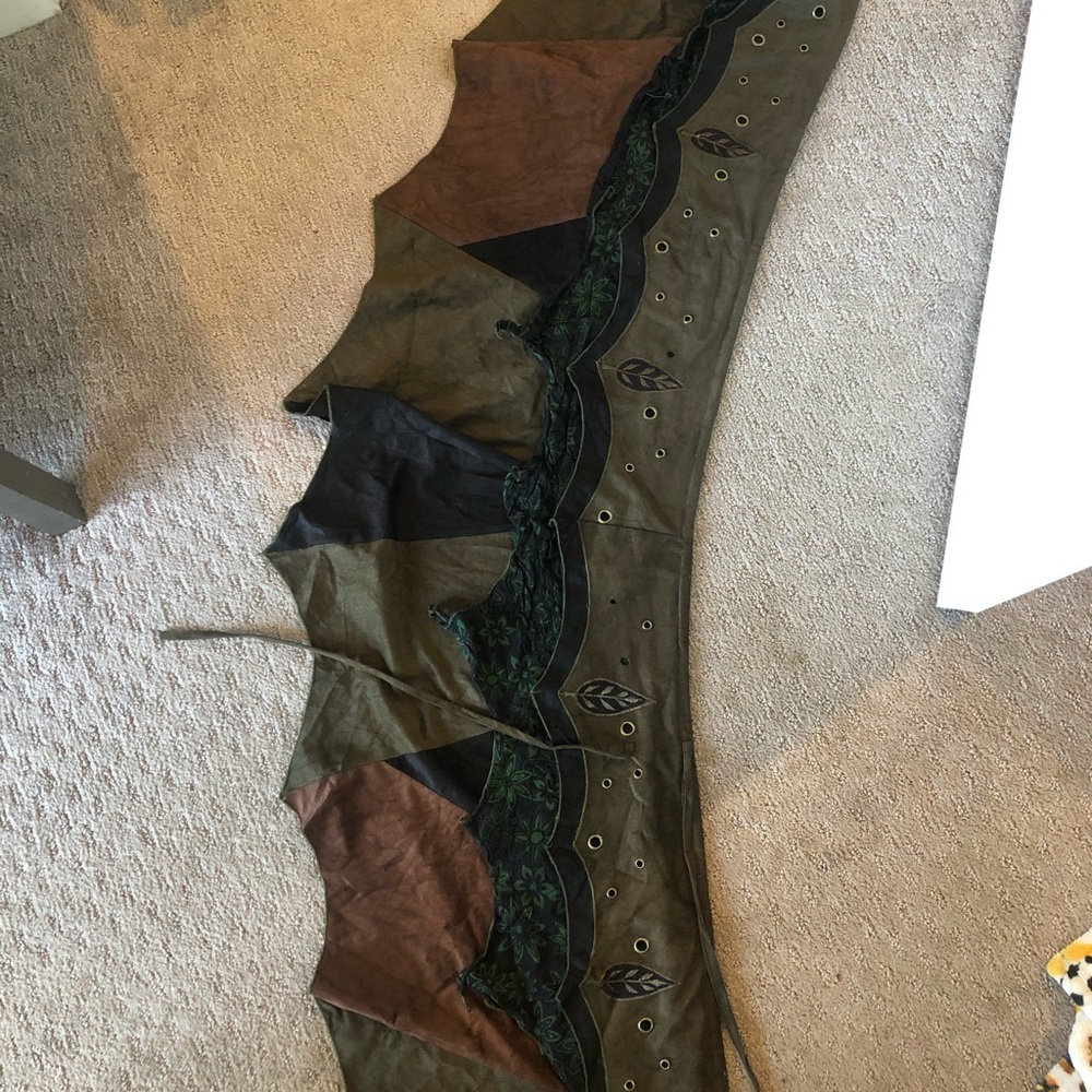 Green and brown wrap skirt